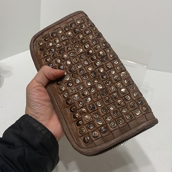 Boho studded leather wallet or clutch - Picture 13 of 15